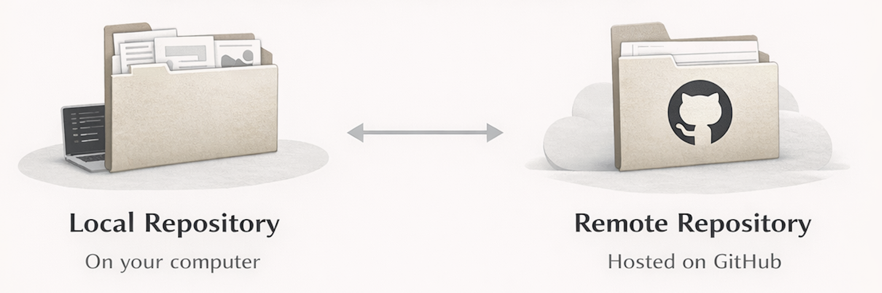 Illustrated concept of a local and remote repository