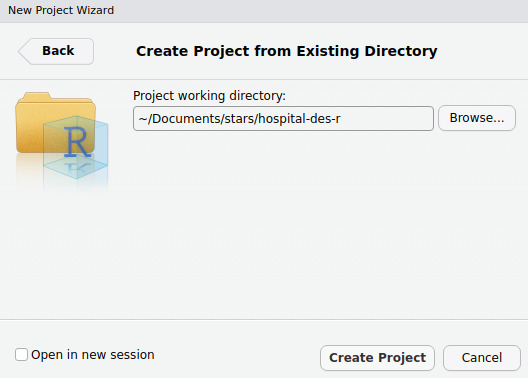 Screenshot from New Project Wizard: Create Project from Existing Directory screen